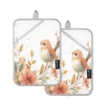 thumbnail image 1 of Two Pieces Of Square Heat Insulation Pad Oven Mitts 7x9.8 Inch Oven Microwave Kitchen Cooking Baking Cute Cartoon Orange Bird, 1 of 7