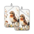 thumbnail image 1 of Two Pieces Of Square Heat Insulation Pad Oven Mitts 7x9.8 Inch Oven Microwave Kitchen Cooking Baking Cute Orange Bird, 1 of 7