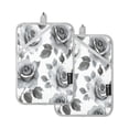 thumbnail image 1 of Two Pieces Of Square Heat Insulation Pad Oven Mitts 7x9.8 Inch Oven Microwave Kitchen Cooking Baking Gray Flowers, 1 of 7