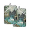 thumbnail image 1 of Two Pieces Of Square Heat Insulation Pad Oven Mitts 7x9.8 Inch Oven Microwave Kitchen Cooking Baking Mountain Deer, 1 of 7
