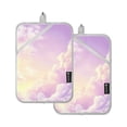 thumbnail image 1 of Two Pieces Of Square Heat Insulation Pad Oven Mitts 7x9.8 Inch Oven Microwave Kitchen Cooking Baking Pretty Purple Cloud, 1 of 7