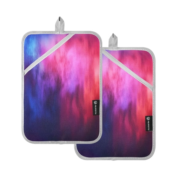 Two Pieces Of Square Heat Insulation Pad Oven Mitts 7x9.8 Inch Oven Microwave Kitchen Cooking Baking Pretty Red Blue