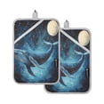 thumbnail image 1 of Two Pieces Of Square Heat Insulation Pad Oven Mitts 7x9.8 Inch Oven Microwave Kitchen Cooking Baking Starry Whale, 1 of 7