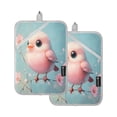 thumbnail image 1 of Two Pieces Of Square Heat Insulation Pad Oven Mitts 7x9.8 Inch Oven Microwave Kitchen Cooking Baking Super Beautiful Pink Birds, 1 of 7