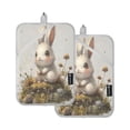 thumbnail image 1 of Two Pieces Of Square Heat Insulation Pad Oven Mitts 7x9.8 Inch Oven Microwave Kitchen Cooking Baking Super Lovely Cartoon Rabbit, 1 of 7