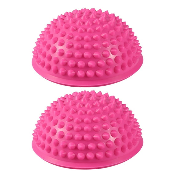 Two Pink Half Round PVC Massage Balls for Yoga & Fitness Exercises