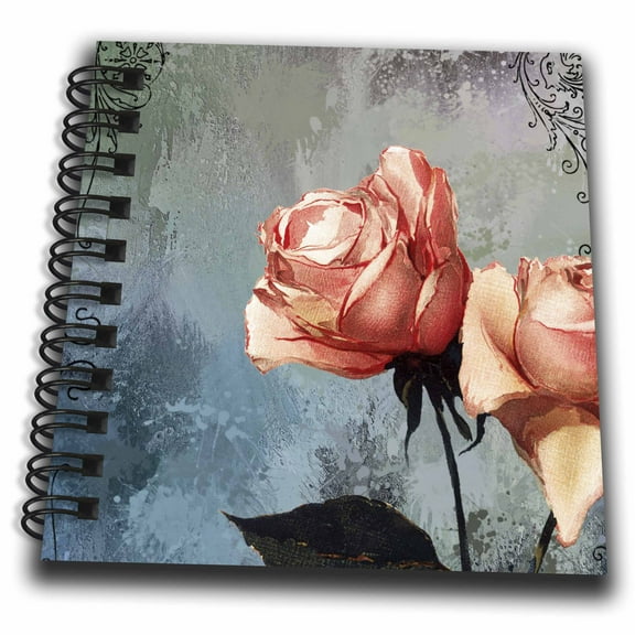3dRose, Two Pink Roses Against a Stormy Sky, Mini Notepad 4 x 4 inch