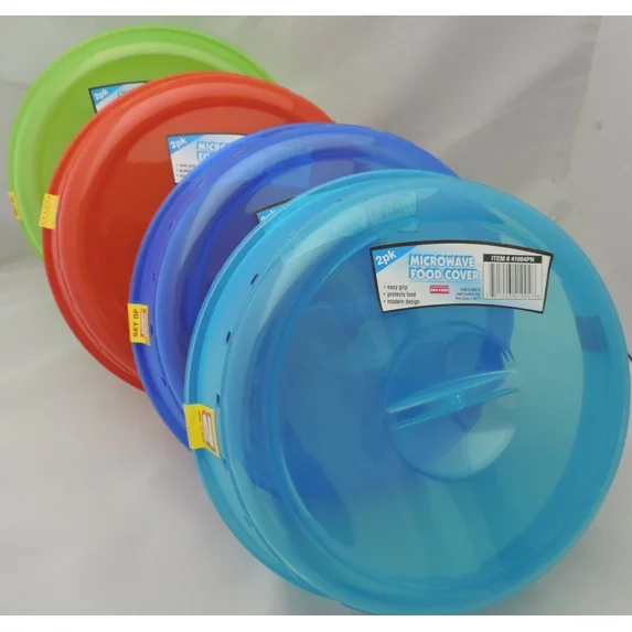 Two Plastic Microwave Plate Covers With Steam Vents Splatter Lid Color Food Dish