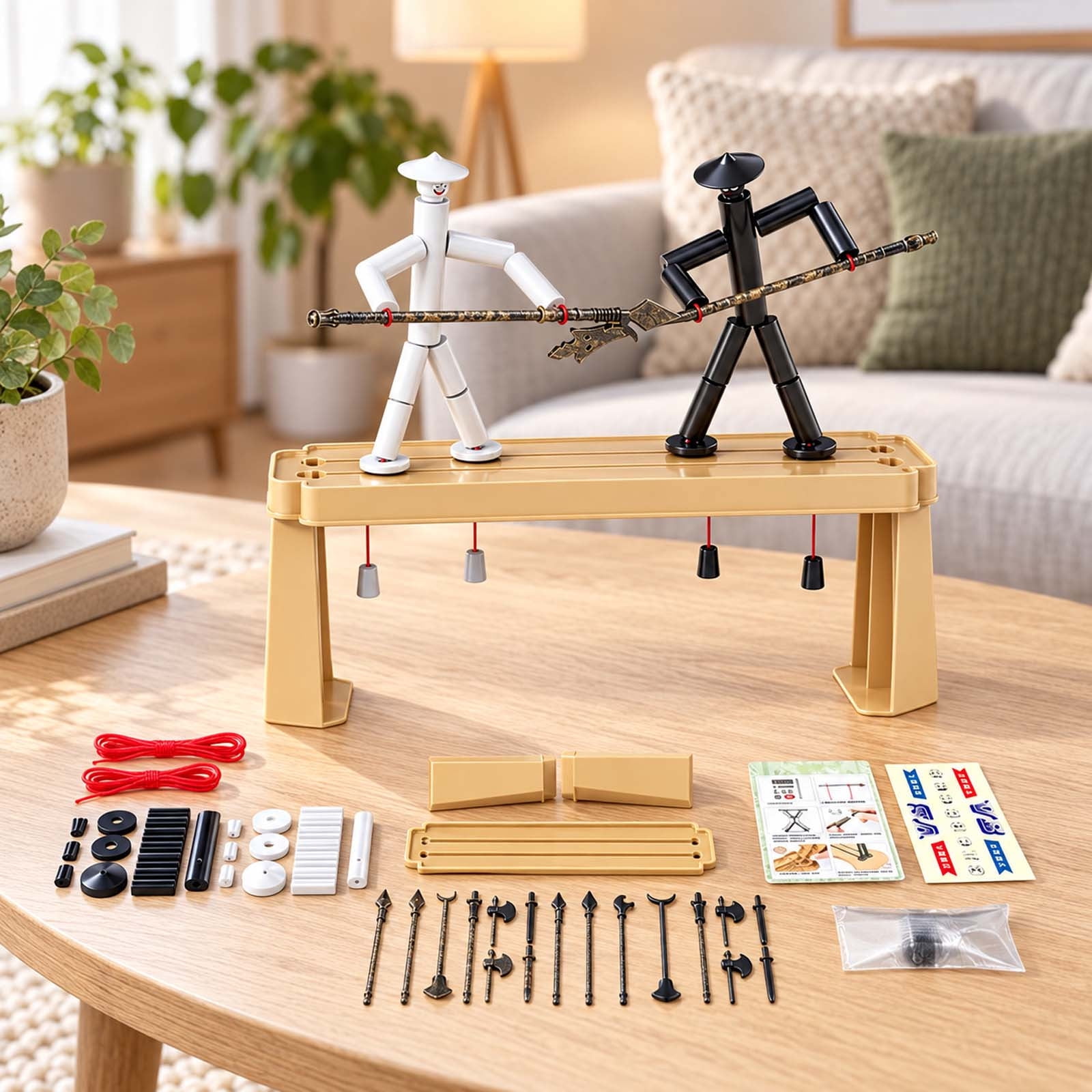 Thread Controlled Puppet Two-Player Fencing Puppet Duel Game, DIY Assembly Rope Controlled ...