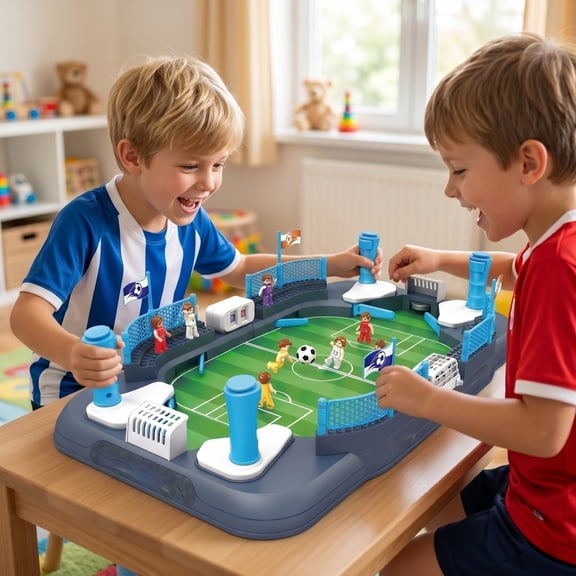 Two-Player Table Football Game Classic Mini Soccer Toy for Kids Educational Board Game for Boys Girls Parent-Child Interactive Desk Toy with Smooth Rods Durable Plastic Base