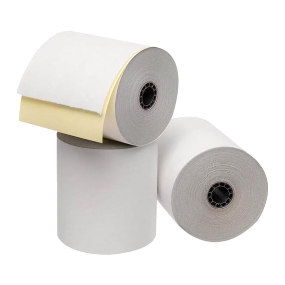 Two Ply Carbonless Rolls - Easy to Install - Clear & Crisp Copies - White/Canary - 3 x 90 Feet (24Rolls Per Carton)