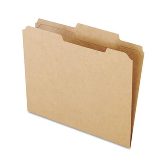 Two-Ply- Dark Kraft File Folders- 1/3 Cut- Top Tab- Letter- Brown- 100/Box