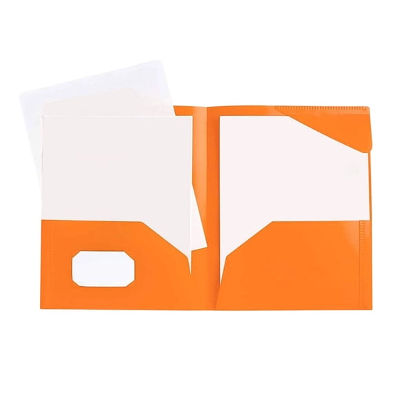 Two-Pocket File Folder with Inner Flap, Double Pocket Document Organizer Folder, Organizer Solution for Work Office Presentations (Orange, 9.5''x12'')