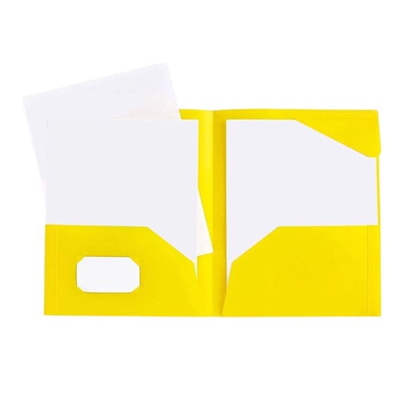 Two-Pocket File Folder with Inner Flap, Double Pocket Document Organizer Folder, Organizer Solution for Work Office Presentations (Yellow, 9.5''x12'')