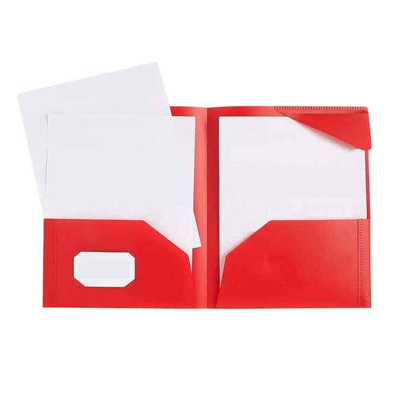 Two-Pocket File Folder with Inner Flap, Double Pocket Document Organizer Folder, Organizer Solution for Work Office Presentations (Red, 9.5''x12'')