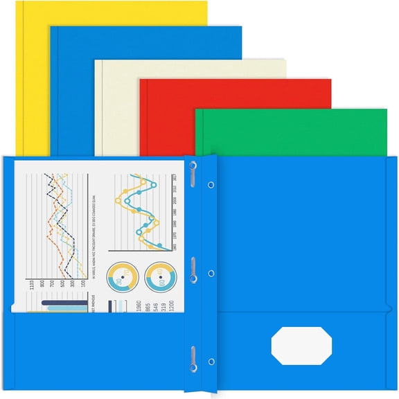 Two Pocket Folder, 100 Pack 2 Pocket Folders with Prongs, Business Card Slots Letter Size Paper Folders Designed for Office and Classroom Use