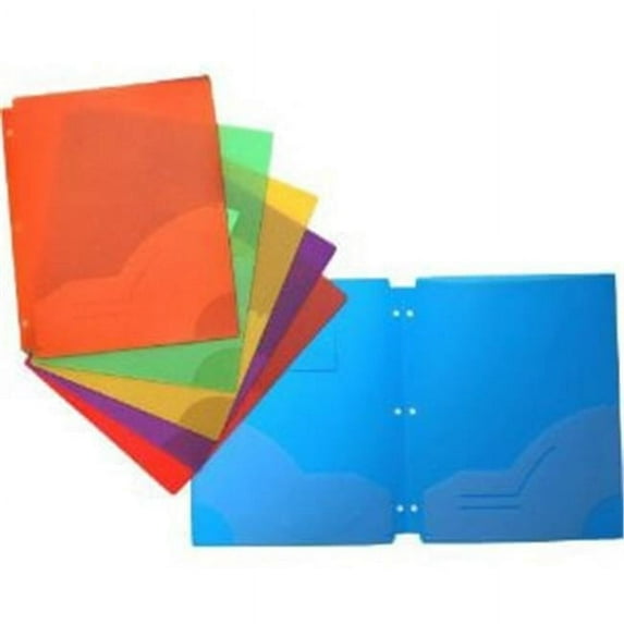 Two Pocket Folder, 3-Hole Punched, Assorted Colors, Pack 12