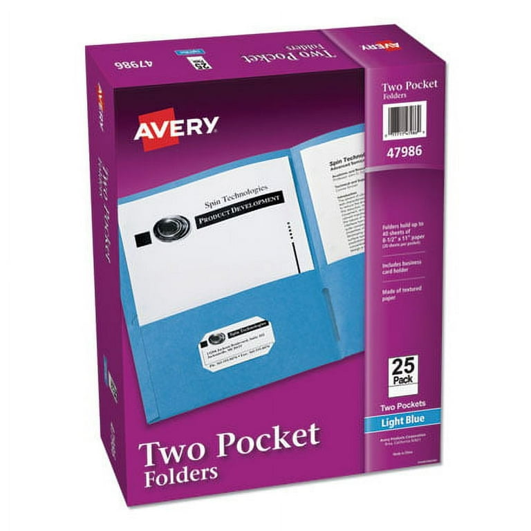 Two-Pocket Folder, 40-Sheet Capacity, 11 x 8.5, Dark Blue, 25/Box Two-Pocket Folder, 40-Sheet Capacity, 11 x 8.5, Dark Blue, 25/Box
