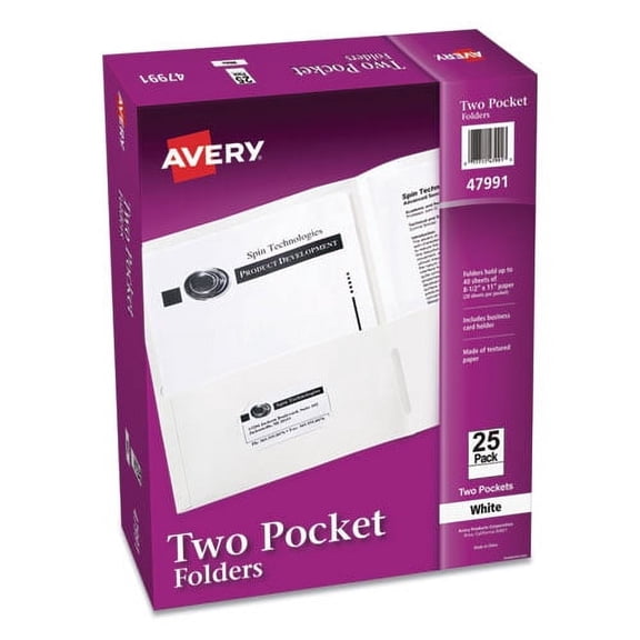 Two-Pocket Folder, 40-Sheet Capacity, 11 X 8.5, White, 25/box | Bundle of 2 Boxes