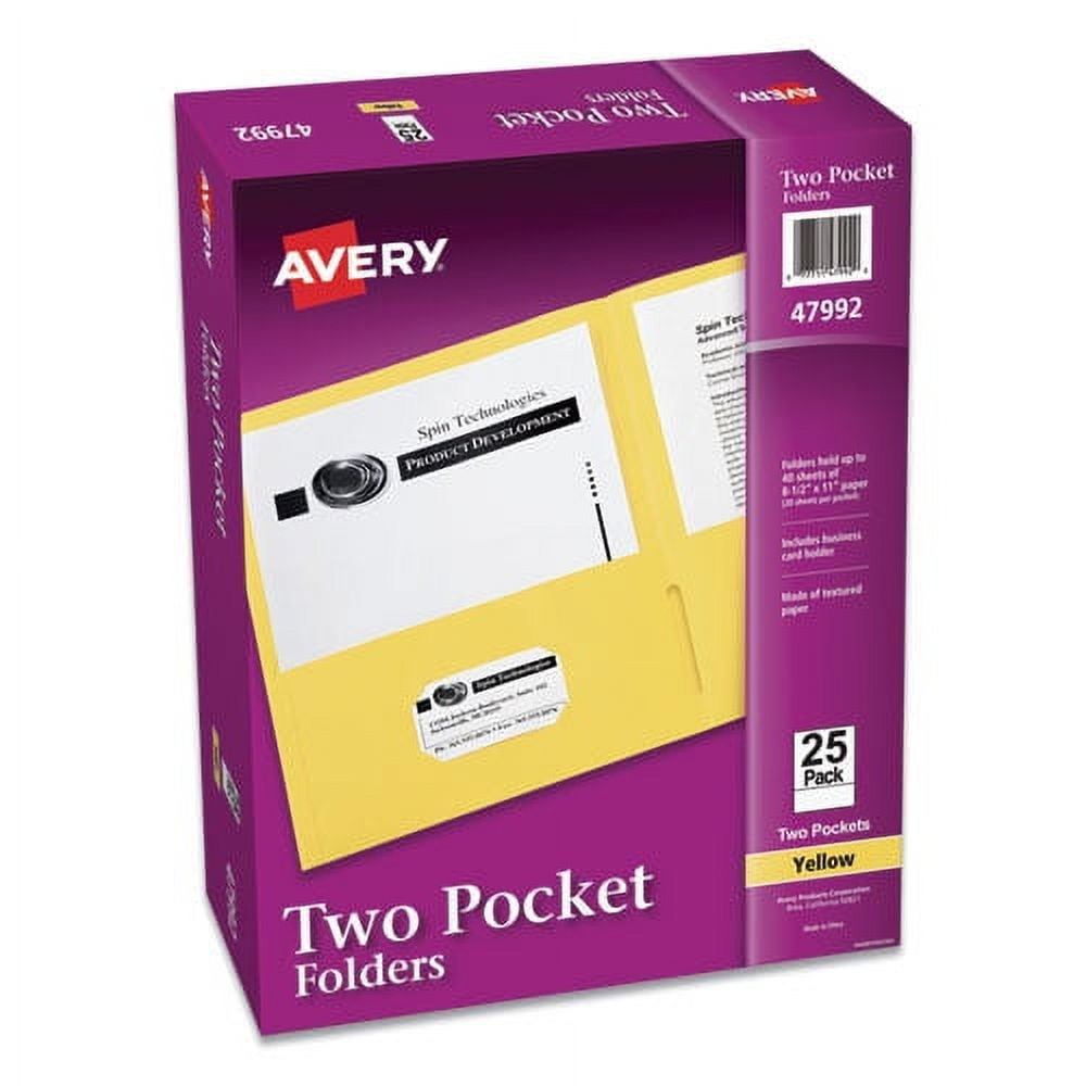 Two-Pocket Folder, 40-Sheet Capacity, 11 X 8.5, Yellow, 25/box | Bundle of 10 Boxes