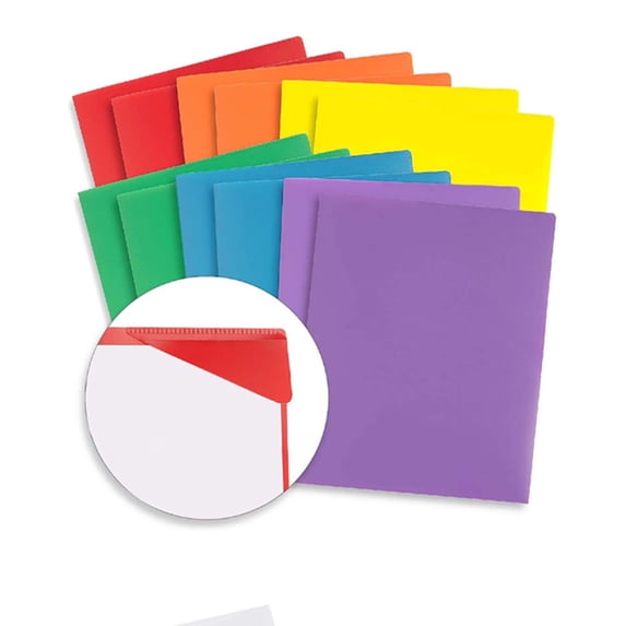 Two Pocket Folder,9.5" x 11.8" A4/Letter Size Plastic Folders with Pockets and Fasteners,Durable Poly 2-Pocket Folders for Paper Storage,Heavy Duty Pocket Folders for Office Supplies(Purple)