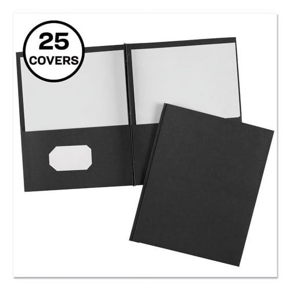 Two-Pocket Folder, Prong Fastener, 0.5" Capacity, 11 X 8.5, Black, 25/box | Bundle of 10 Boxes
