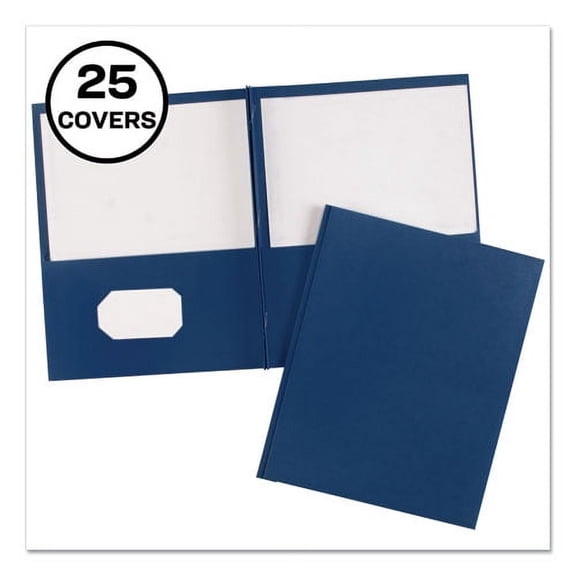 Two-Pocket Folder, Prong Fastener, 0.5" Capacity, 11 X 8.5, Dark Blue, 25/box | Bundle of 2 Boxes