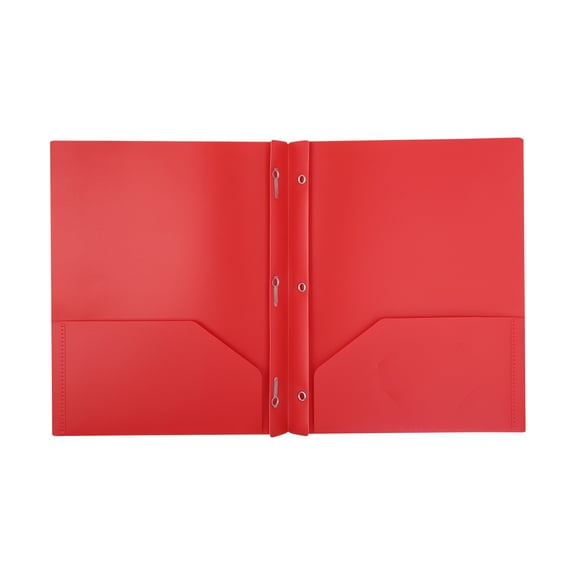 Two Pocket Folder with Three Hole Punch Prong Fasteners,Letter Size Extra Tough Folders with 2 Pockets,Lever Arch File Folder for Students Homework Art School Organization,Assorted Colors(Red-Z4)