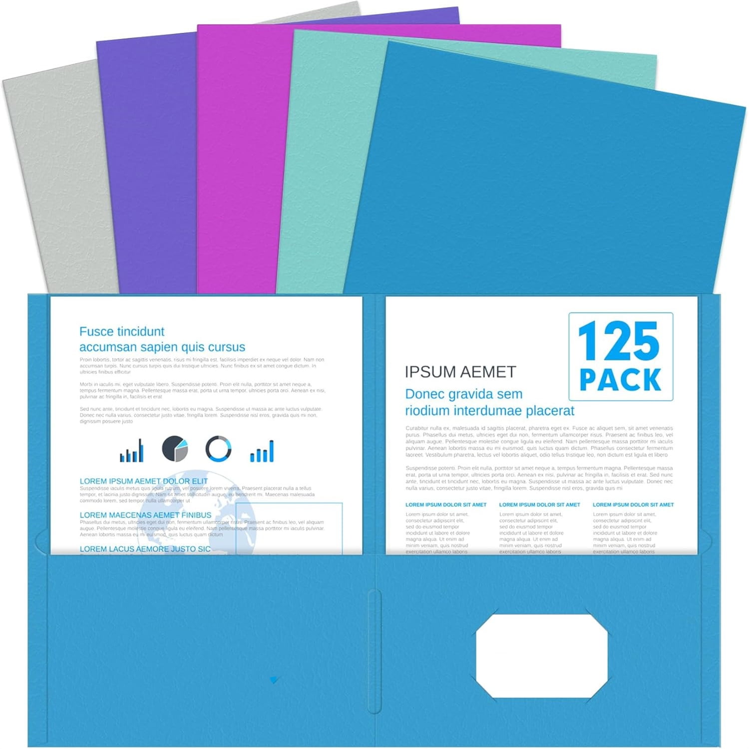Two Pocket Folders, 125 Pack 2 Pocket Folders, Letter Size Paper File Folder for School Office Home Business