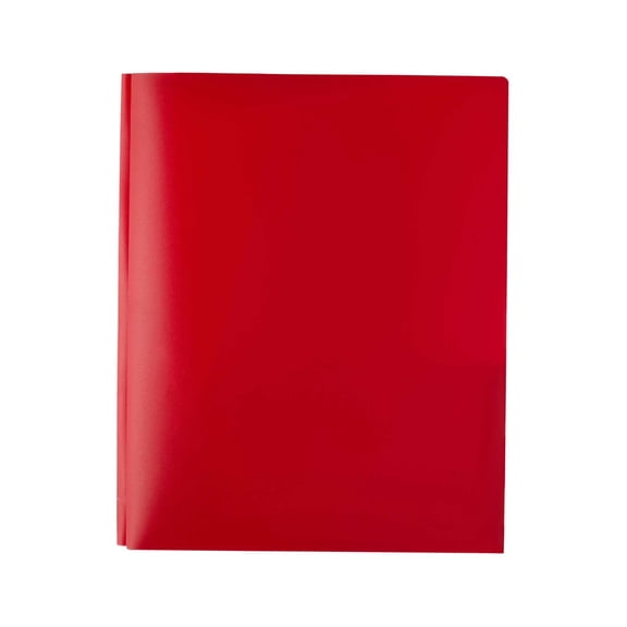Two Pocket Folders with 3 Prong Fasteners, 3-Clasp Folders with Fasteners, Heavy Duty Plastic Folders with Pockets and Business Card Slot, Poly File Folders for Office Home, 1Pc(Red,11.7x9.5")