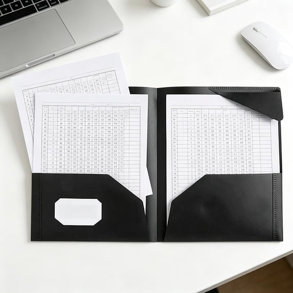 Two Pocket Folders Plastic Document Organizer Folder with Flap Double Pocket Presentation Folders Black