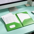 thumbnail image 1 of Two Pocket Folders Plastic Document Organizer Folder with Flap Double Pocket Presentation Folders Green, 1 of 6