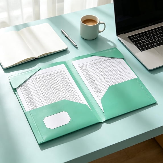Two Pocket Folders Plastic Document Organizer Folder with Flap Double Pocket Presentation Folders Mint Green