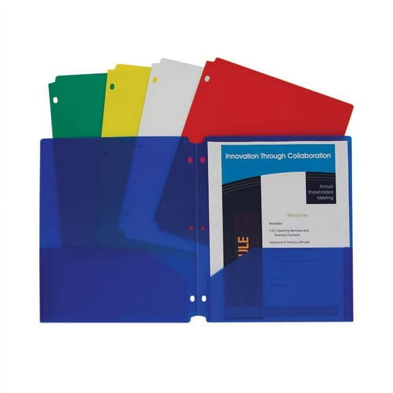 Two-Pocket Heavyweight Poly Portfolio Folder, 3-Hole Punch, 11 x 8.5, Assorted, 10/Pack Two-Pocket Heavyweight Poly Portfolio Folder, 3-Hole Punch, 11 x 8.5, Assorted, 10/Pack