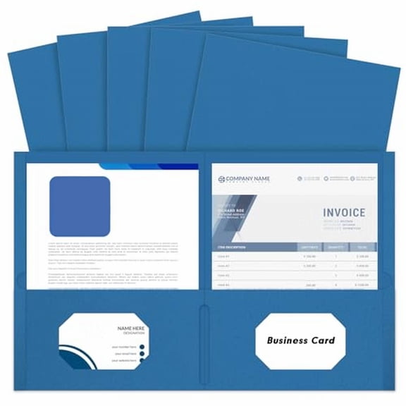 Two-Pocket Manila File Folder With Thick Paper For Business And Home Document Storage - Blue