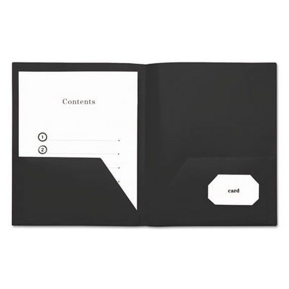 Universal Two-Pocket Plastic Folders, 100-Sheet Capacity, 11 x 8.5, Black, 10/Pack (20540)