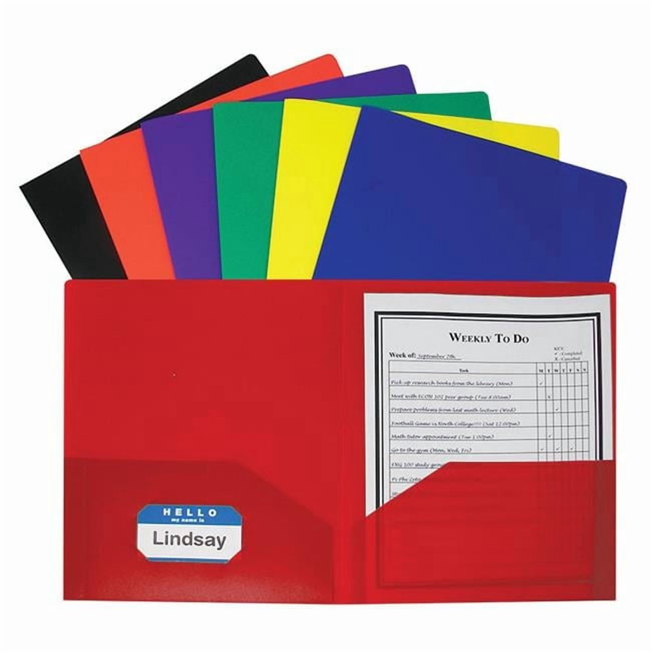 Two Pocket Poly Portfolios without Prongs Assorted Colors - 36 per Box