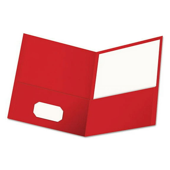 Two-Pocket Portfolio, Embossed Leather Grain Paper, 11 X 8.5, Red, 25/box | Bundle of 2 Boxes