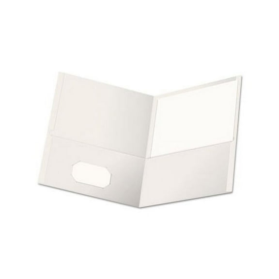 Two-Pocket Portfolio Embossed Leather Grain Paper, White, 25/Box