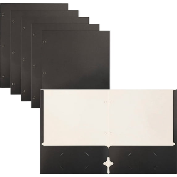 Two Pocket Portfolio Folders, 50-Pack, Black, Letter Size Paper Folders, 50 Pieces, Black