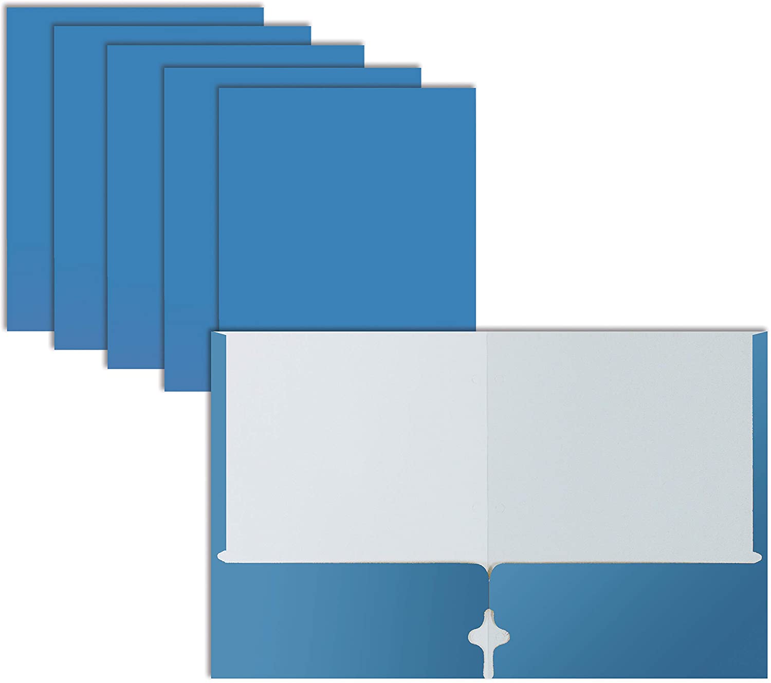 Two Pocket Portfolio Folders, 50-Pack, Light Blue, Letter Size Paper Folders, 50 Pieces, Lt. Blue