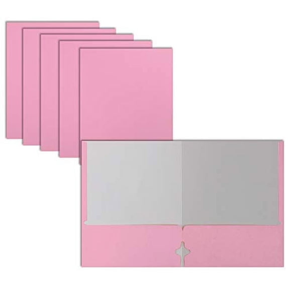 Two Pocket Portfolio Folders, 50-Pack, Pink, Letter Size Paper Folders, by Better Office Products, 50 Pieces, Pink