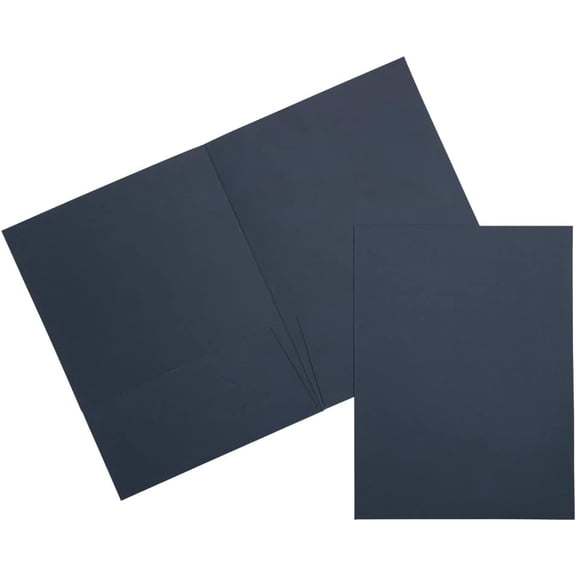 Two Pocket Textured Linen Presentation Folders - Letter Size Business Folder - Navy Blue - 6/Pack