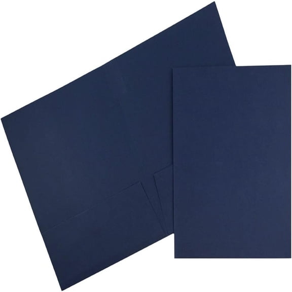 Two Pocket Textured Linen Presentation Folders - Letter Size Business Folder - Navy Blue - Bulk 25/Pack