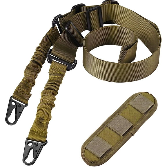 Two Point Traditional QD Sling with Shoulder Pad - Adjustable Extra Long 2 Point Traditional QD Rifle Sling - 1 Pack