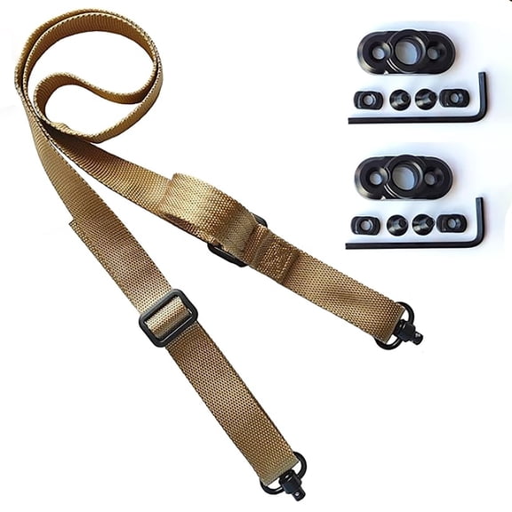 Two Point Traditional Sling with Mounts Adjustable Extra Long Two Point Traditional Sling with 2 Pack 1.25" QD Sling Rail Swivel Mounts