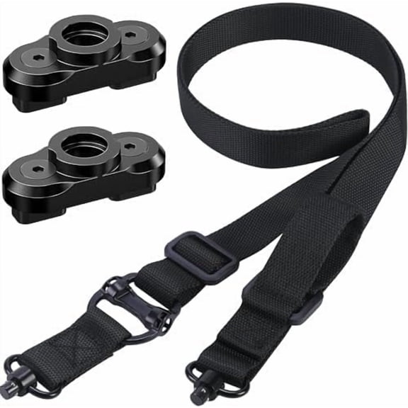 Two Point and Traditional Sling 2 Point Sling Quick Adjust with QD Sling Swivel for Hunting Black