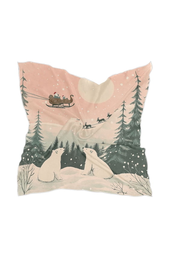 Two Polar Bears in The Snow Square Silk Scarf, 23.6223.62in Polyester Simulated Silk Satin Scarf Tops for Women Head Wraps Shirt Bandana Curly Hair Tie Headband Headscarf