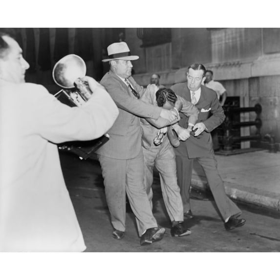Two Policemen Forcibly Escorting Vincent 'Jimmy Blue Eyes' Ado (1904-2001) History (36 x 24)