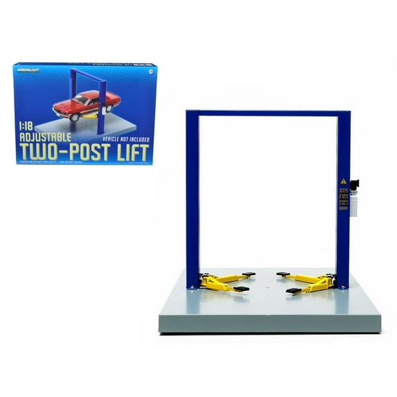 Two Post Lift Yellow / Blue For 1/18 Scale Diecast